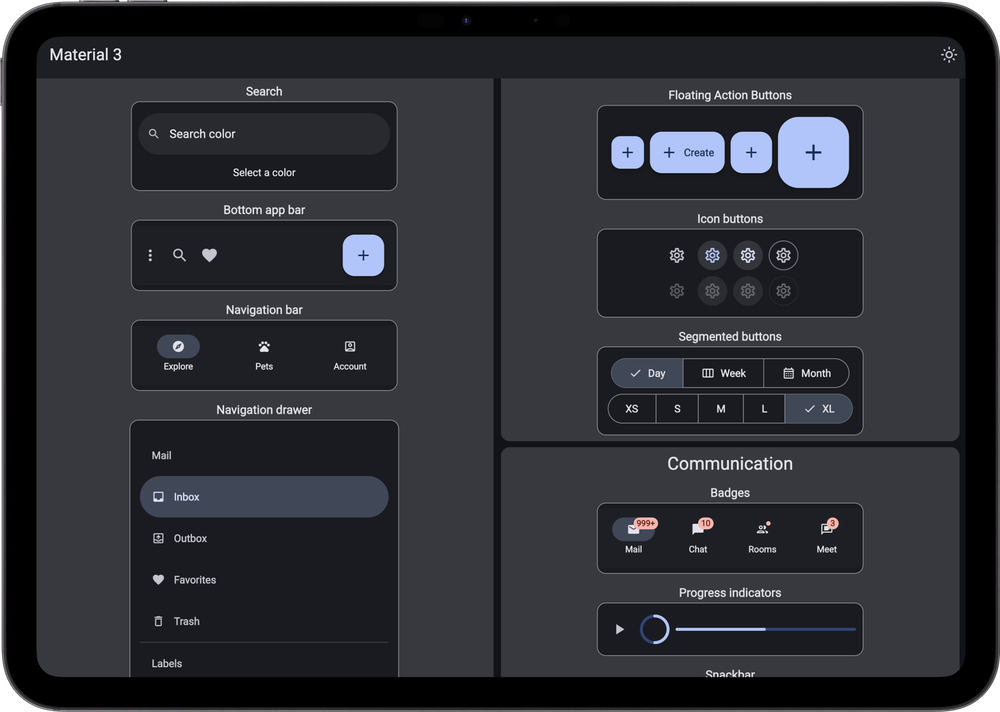 Click here for an interactive preview Screenshot of a Slint Material 3 Components